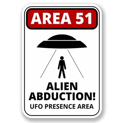 Image of 2 x 10cm Area 51 Alien Abduction Vinyl Sticker Laptop Car UFO Nevada USA #6423 (7cm Wide Tall)