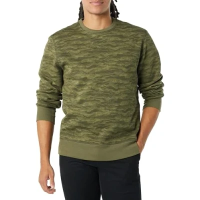 Image of Amazon Essentials Men&#039;s Fleece Crew Neck Sweatshirt (Available in Big &amp; Tall), Green Abstract Camo, S