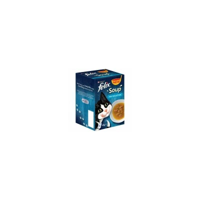 Image of Felix Soup Fish Selection with Plaice, Tuna &amp; Cod Adult Wet Cat Food 60x48g