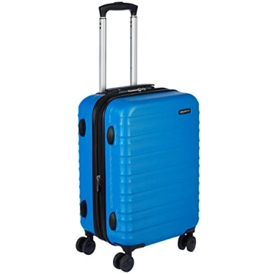 Image of Amazon Basics Hardside Hand Luggage Carry On Suitcase, ABS Hardshell Expandable Cabin Suitcase with 4 Spinner Wheels, 55 cm, Light Blue