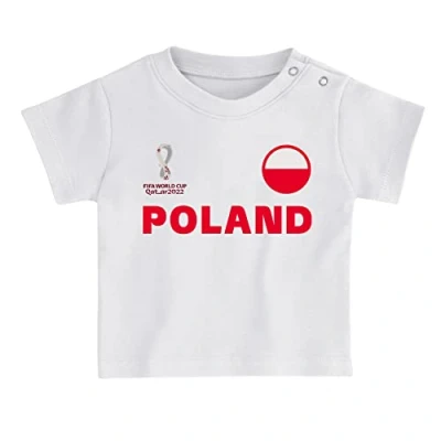 Image of Poland, Official Fifa 2022 Tee &amp; Short Set Home Country Shorts Set, Children&#039;s Large, Age 4
