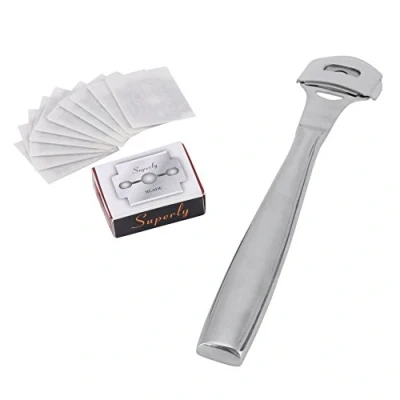 Image of Walfront Leathercraft Edge Skiver Tool Kit Stainless Steel Thinning Leather with 10pcs Blades DIY Handmade Accessories