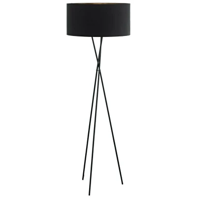 Image of EGLO Fondachelli floor lamp with a black lampshade