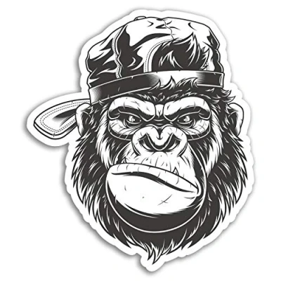 Image of 2 x 10cm Grumpy Gorilla Vinyl Stickers Monkey Sticker Laptop Luggage #17687 (10cm Tall)