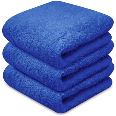 Image of Towelogy® Super Absorbent Microfibre Cloth Absorbs Over 10 Times its Weight in Water Sponge Like Absorbency Multipurpose Scratch Free Cleaning for Household Use (Blue)