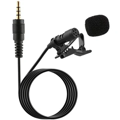 Image of Camidy Clip On Lapel Microphone,Mini Handless Lavalier Mic 3.5mm Jack Wired Omnidirectional Condenser Microphone for Voice Recording