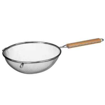 Image of Premier Housewares Sieve with Wooden Handle, Stainless Steel, 24.5 cm, Natural