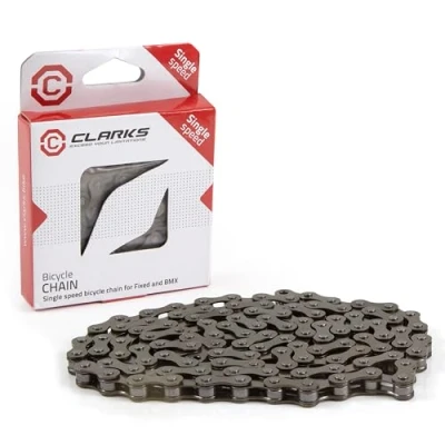 Image of Clarks C410 Bmx/Freestyle/Fixie/Track Single Speed Chain 1/2 inch x 1/8 112 Links, Spring Clip Inc, Silver