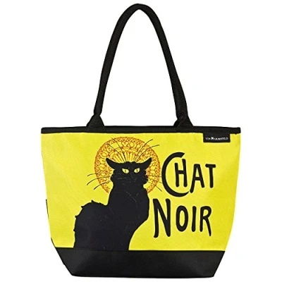 Image of VON LILIENFELD Handbag Chat Noir Cat Art Design Shopper Dimensions L 42 x H 30 D 15 cm Beach Bag Office, multicoloured, Contemporary