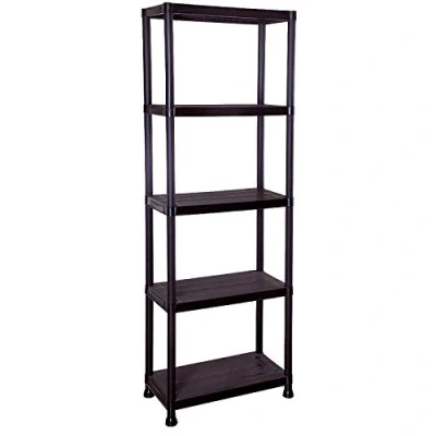Image of Taylor &amp; Brown 5 Tier Heavy Duty Black Plastic Garage Storage Shelving 60cm Wide Shelves Shed Shelf Unit Home Office Pantry Workshop Racking (60 x 30 172cm)
