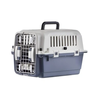 Image of Lanco Portable and Breathable Plastic Large Dog Carrier. Pets Dogs Cats. Resistant material. 24x16x16 inches (L*W*H). Gray White Color.