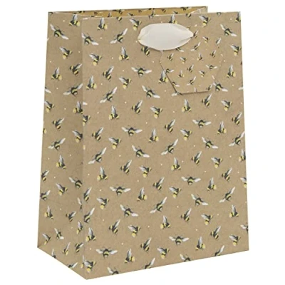 Image of Glick Luxury Gift Bag, Medium Celebration Kraft Bees 175w x 225h 100d mm, Multi Colour