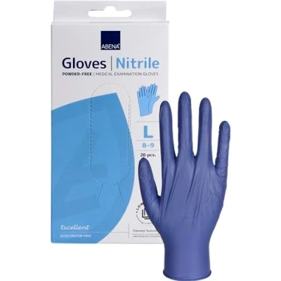 Image of Abena Blue Disposable Nitrile Gloves 10 Pairs Large Elastic Suitable To Be Used As Food Prep Gloves, Heavy Duty Rubber Medical Cleaning and PPE