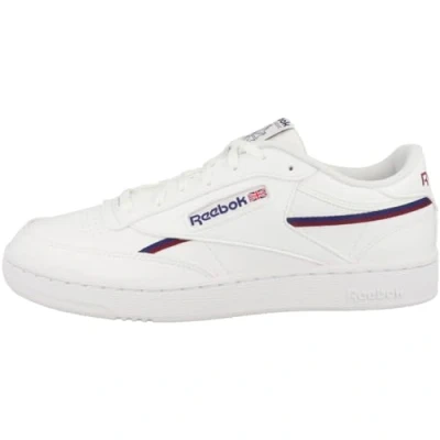 Image of Reebok Classic CLUB C 85 Vegan Unisex Trainers, Size: 6.5, Footwear white/classic cobalt/classic burgundy Imitation leather/ textile