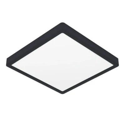 Image of Eglo LED Ceiling Light Fitting Fueva 6, Square lamp, Bathroom Lighting, Flush luminaire Made of Plastic in Black and White, Warm White Cold IP44, 29 x cm