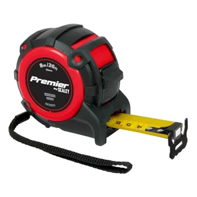 Image of Premier Metric/Imperial Tape Measure Extra Wide Blade 8m 26 Feet x 32mm