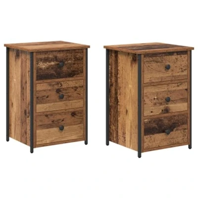 Image of vidaXL Old Wood Bedside Tables Particle board, Metal Medium