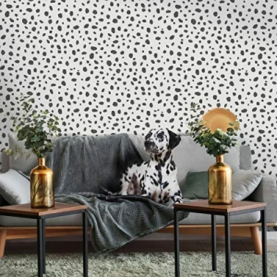 Image of Holden Decor Dalmation 12940 Black/White Paper Wallpaper, Full Roll