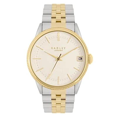 Image of RADLEY Ladies Two Tone Plated Coin Edge Bezel Date Bracelet Watch RY4625