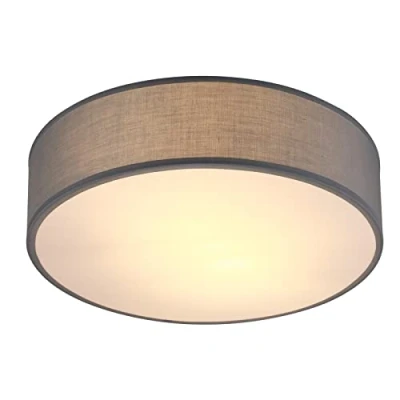 Image of Monzana® 30cm Round Fabric Ceiling Light Modern Material Circular Lamp Shade 1xE27 40 Watt Socket Bedroom Lounge Childrens Room Office Grey