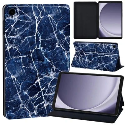 Image of Case Fits Samsung Galaxy Tab A9 8.7 Inch 2023 (SM X110/X115/X117), Lightweight Stand Smart Hard Shell for All New 8.7&quot; Tablet, Two View Angle, (white vein in blue marble)