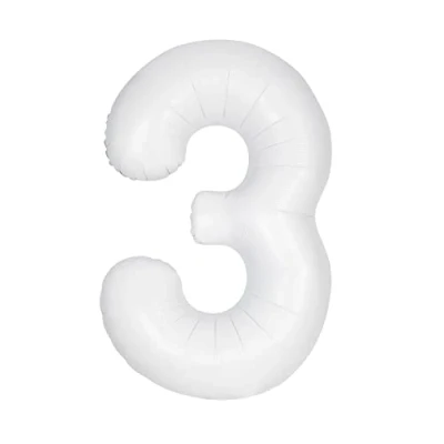 Image of Giant Foil Number 3 Balloon 86 cm Matte White