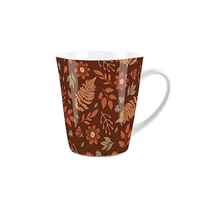 Image of Purely Home Autumn Leaves Small Latte Mug Ceramic Brown Cup Autumnal Leaf Tea/Coffee Present Gift