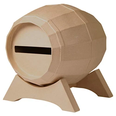 Image of Décopatch Ref EV020C Barrel Letter Box Papier Maché Object to Decorate 29 x 21 21cm with Papers &amp; PaperPatch Glue, Glitter, Paints