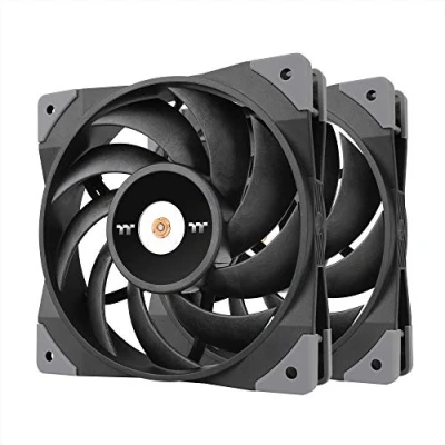 Image of Thermaltake TOUGHFAN 14 Black PWM 500 2000rpm controlled high static pressure 140mm Circular Radiator Fan with Anti Vibration Mounting System Cooling, (2 pack) CL F085 PL14BL A