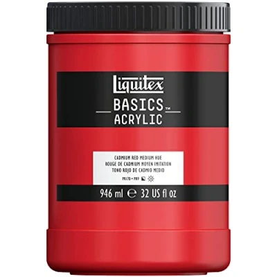 Image of LIQUITEX Basics Acrylic Paint, Cadmium Red Medium Hue, 946 ml Pot