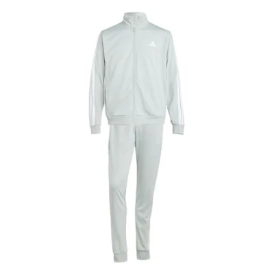 Image of adidas Men&#039;s SPORTSWEAR BASIC 3 STRIPES TRICOT TRACKSUIT Wonder Silver, XL Tall