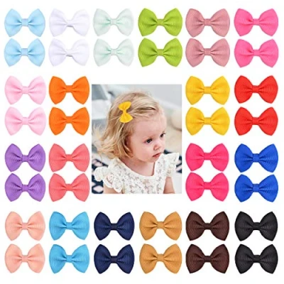 Image of Jollybows 40pcs 1.8Inches Baby Girls Hair Bows Clips Mini Barrettes Grosgrain Ribbon Accessories for Kids Toddlers Infants