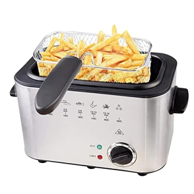 Image of BLUNOA 1.5 L Electric Deep Fryer Stainless Steel Fat With Viewing Window Adjustable Temperature Control Easy Clean 1000 W, Silver