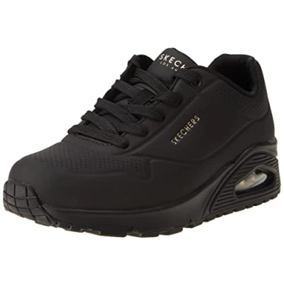Image of Skechers Wide Fit UNO Trainers, Women&#039;s, Size: 4, Black Pu