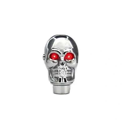 Image of Anzene Silver Chrome Skull Stick Shift Knob LED Lights Gear Manual Handle Shifter Knobs Blue Eyes (Red)