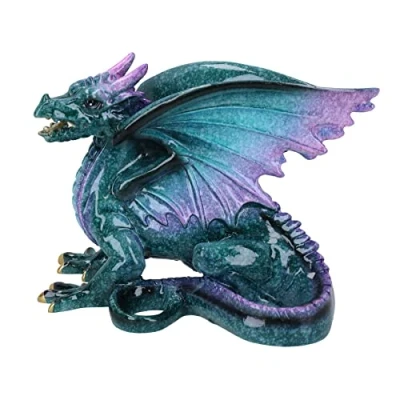 Image of AB Tools Blue Dragon Lying Resin Fantasy Sculpture Statue House Home Ornament Figurine