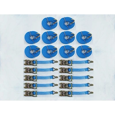 Image of Tie Down Ratchet Straps 1.5T 5M x 25MM X10 (Cargo Lashing Rack Load J Claw)