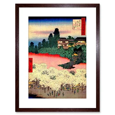 Image of Wee Blue Coo PAINTING JAPANESE WOODBLOCK CHERRY BLOSSOM PARK FRAMED PRINT F97X4820