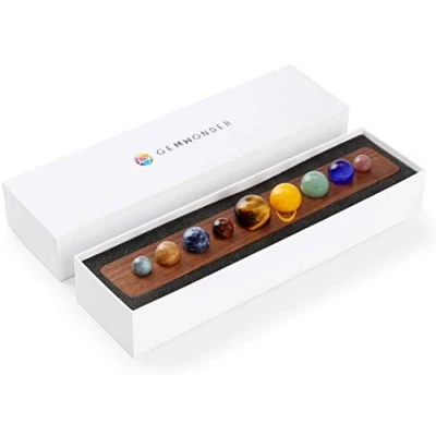 Image of Anjing Desk 9 Planets in Solar System Handmade Natural Gemstone Outer Space Celestial Creative Gift Home Decorations