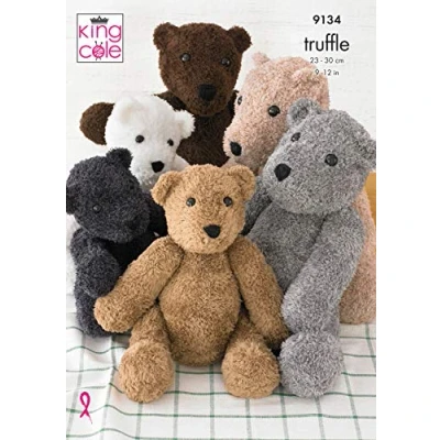 Image of King Cole Truffle Knitting Pattern to knit Small or Large Teddy Bear Toy (9134)
