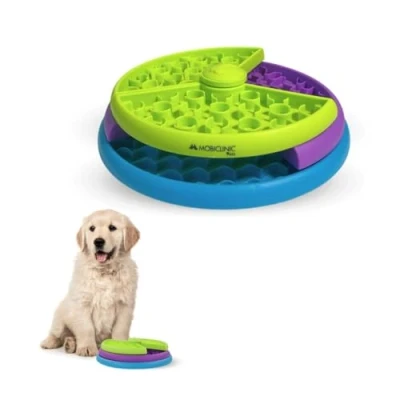 Image of Mobiclinic® Pets, Interactive Dog Feeder, Doogy, Anti Voracity, 3 Rotating Levels, Slip, 26x26x7,5cm, Mental Stimulation, Easy to Clean, Sturdy, Cats, Pets
