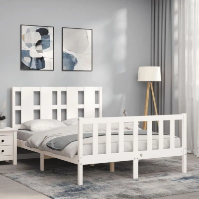 Image of vidaXL Bed Frame without Mattress White 140x200 cm Solid Wood Pine