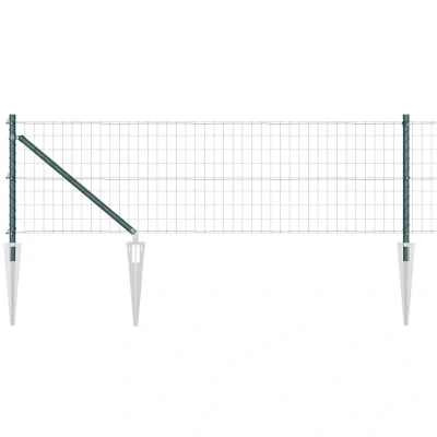 Image of vidaXL Euro Fence with 13 Spike Posts 0.4x50 m Galvanised Steel Green