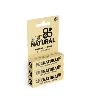 Image of Bee Natural 100% Moisturising Lip Balm, Coconut Vanilla Pack of 3