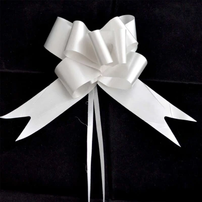 Image of SHATCHI Large 30mm/3cm Ribbon Pull Bows for Party Wall, Gift Wraps, Christmas Trees, Wedding, Birthday Hampers Decoration Florist, Silver, 30pcs