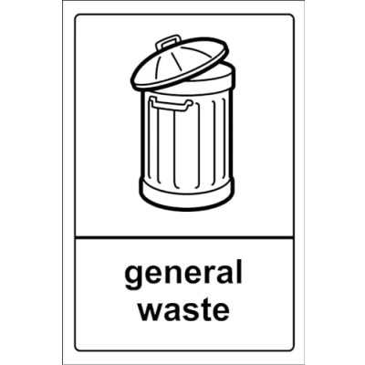 Image of General Waste Recycling Sign/Sticker Self Adhesive Sticker 150mm x 100mm Case (Pack of 10)