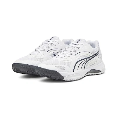 Image of Puma Unisex Adults Solarstrike Ii Indoor Court Shoes, White Shadow Gray, 10 UK