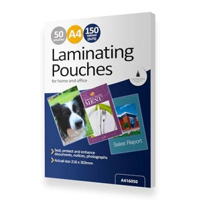 Image of Cathedral Products Pack of 50 A4 Gloss Laminating Pouches 150 Micron