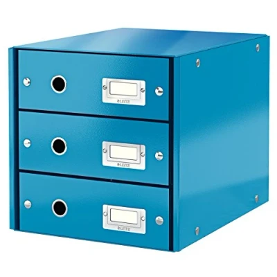 Image of Leitz Drawer Cabinet, 3 Drawers, A4, Click and Store Range 60480036 Blue