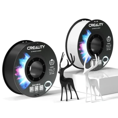 Image of Creality Official PETG Filament Black + White, 3D Printer 1.75mm 2Kg, No Tangling, Strong Bonding and Overhang Performance Dimensional Accuracy +/ 0.03mm
